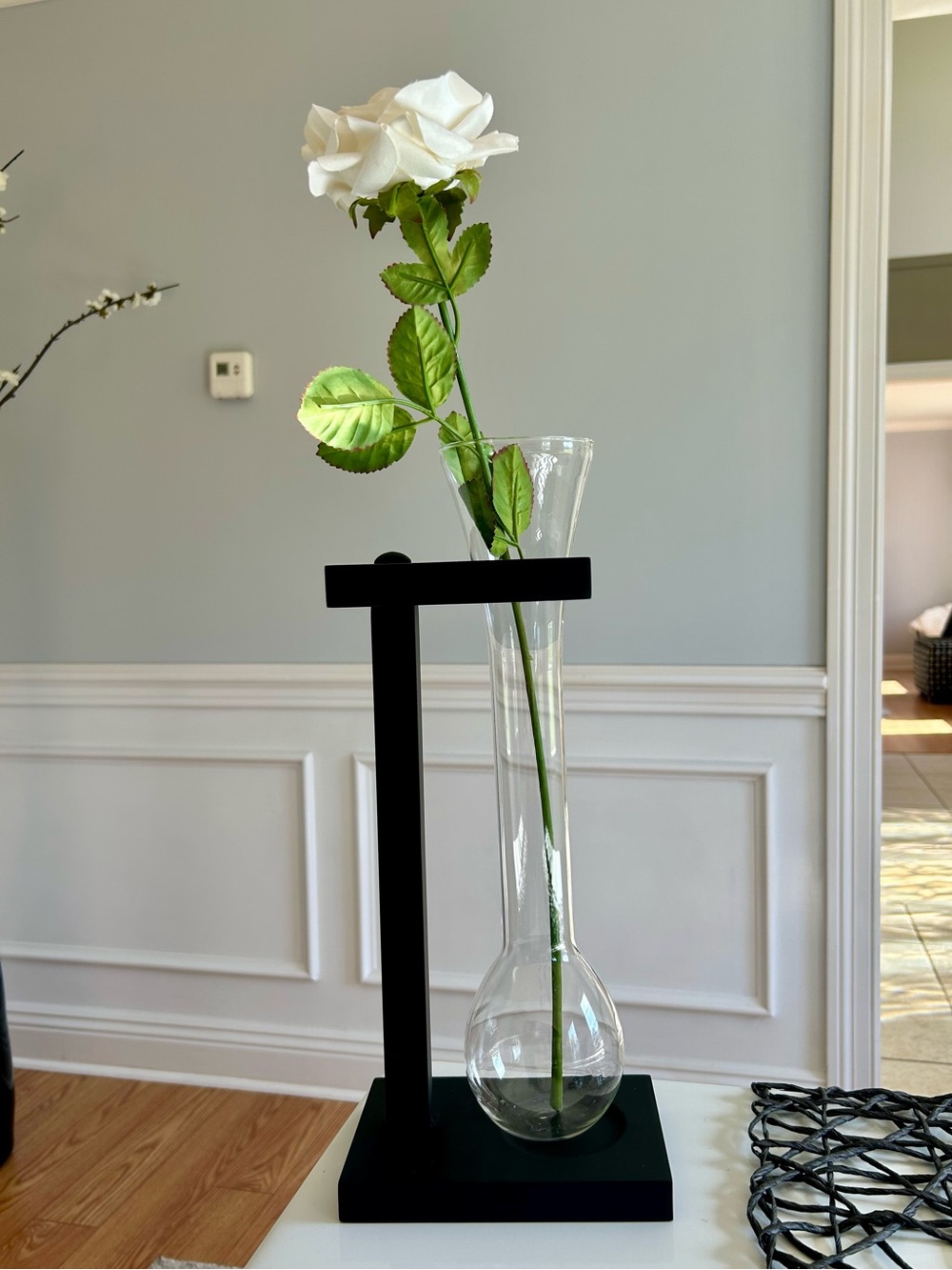 Black Modern Stem Glass Bud Vase